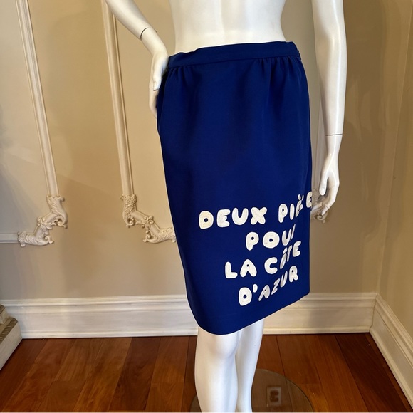 GUCCI blue wool skirt with embroidery Leather The Label W Gucci Name Was Removed